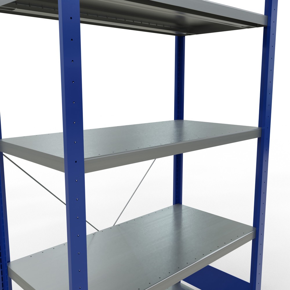 Immagine del prodotto n. 5: Scaffalatura a ripiani SCHULTE, blu genziana/zincato con 5 fondi in lamiera d'acciaio, portata per piano di 330 kg, AxLxP 2.000 x 1.060 x 536 mm