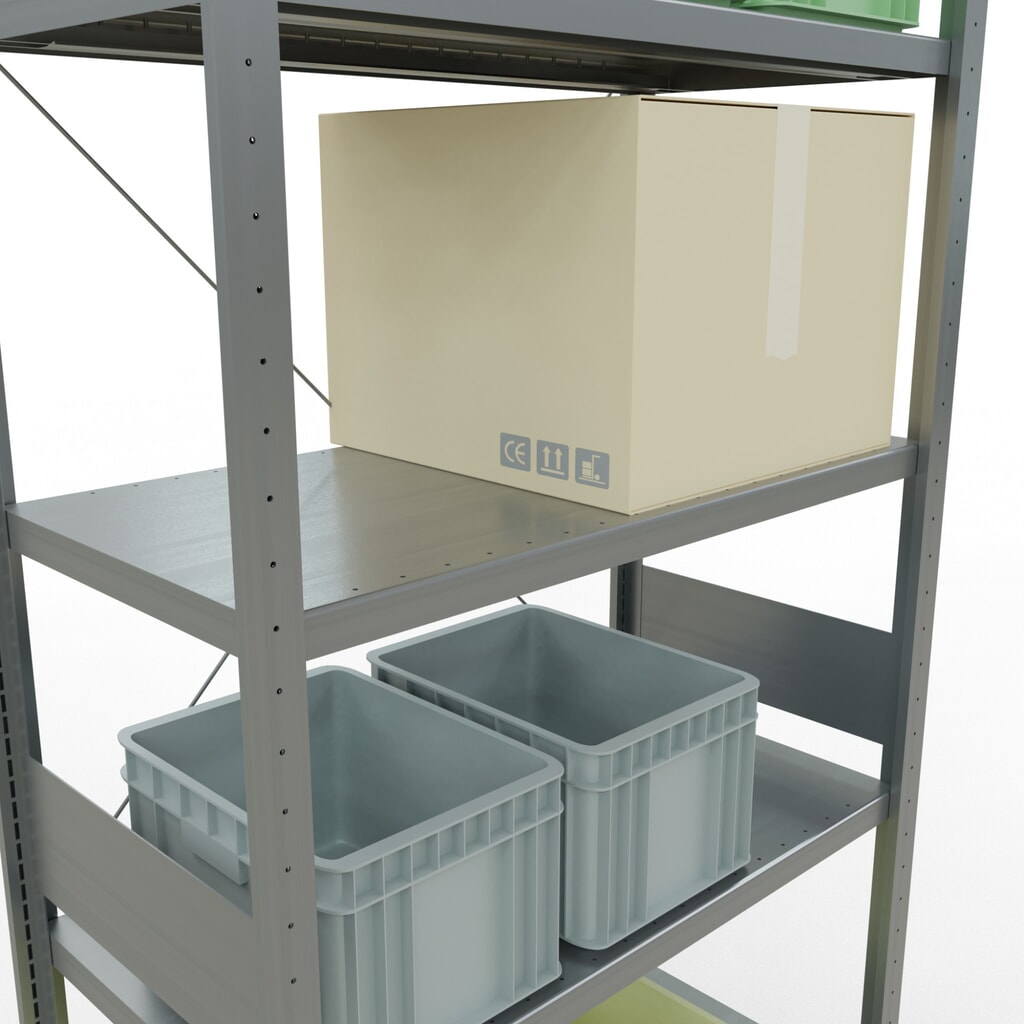 Scaffalatura a ripiani SCHULTE zincata, portata per piano di 330 kg, AxLxP 3.000 x 1.060 x 536 mm Immagine del prodotto n. 4: Scaffalatura a ripiani SCHULTE zincata, portata per piano di 330 kg, AxLxP 3.000 x 1.060 x 536 mm