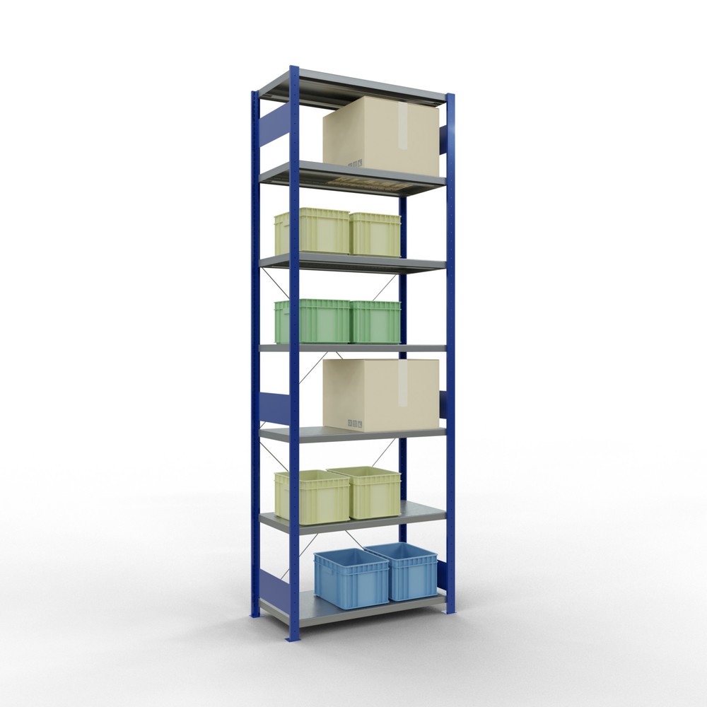 Immagine del prodotto n. 3: Scaffalatura a ripiani SCHULTE, blu genziana/zincato, portata per piano di 330 kg, AxLxP 3.000 x 1.060 x 536 mm