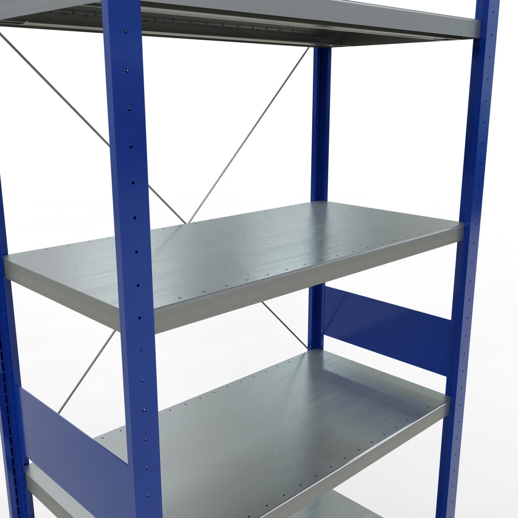 Immagine del prodotto n. 5: Scaffalatura a ripiani SCHULTE, blu genziana/zincato, portata per piano di 330 kg, AxLxP 3.000 x 1.060 x 536 mm