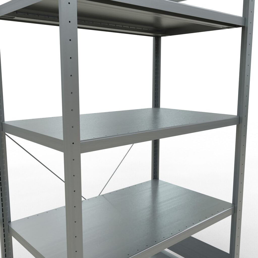 Immagine del prodotto n. 5: Scaffalatura a ripiani SCHULTE zincata con 5 fondi in lamiera d'acciaio, portata per piano di 330 kg, AxLxP 2.000 x 1.060 x 636 mm