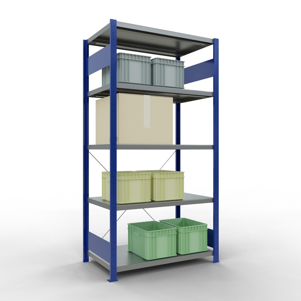 Immagine del prodotto n. 3: Scaffalatura a ripiani SCHULTE, blu genziana/zincato con 5 fondi in lamiera d'acciaio, portata per piano di 330 kg, AxLxP 2.000 x 1.060 x 636 mm