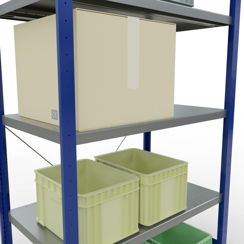 Immagine del prodotto n. 4: Scaffalatura a ripiani SCHULTE, blu genziana/zincato con 5 fondi in lamiera d'acciaio, portata per piano di 330 kg, AxLxP 2.000 x 1.060 x 636 mm
