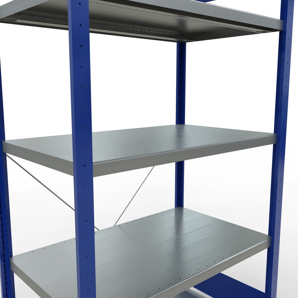 Immagine del prodotto n. 5: Scaffalatura a ripiani SCHULTE, blu genziana/zincato con 5 fondi in lamiera d'acciaio, portata per piano di 330 kg, AxLxP 2.000 x 1.060 x 636 mm