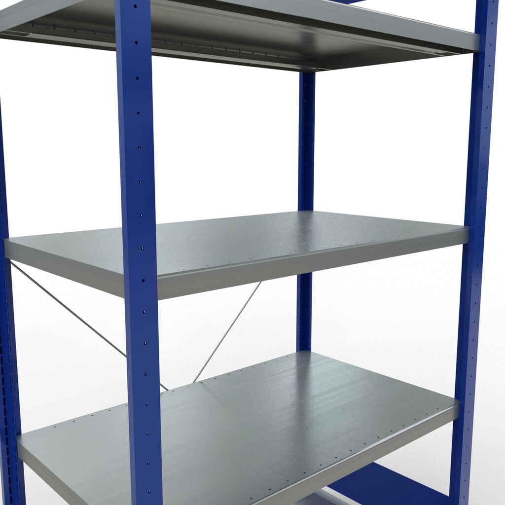 Immagine del prodotto n. 5: Scaffalatura a ripiani SCHULTE, blu genziana/zincato con 5 fondi in lamiera d'acciaio, portata per piano di 330 kg, AxLxP 2.000 x 1.060 x 636 mm