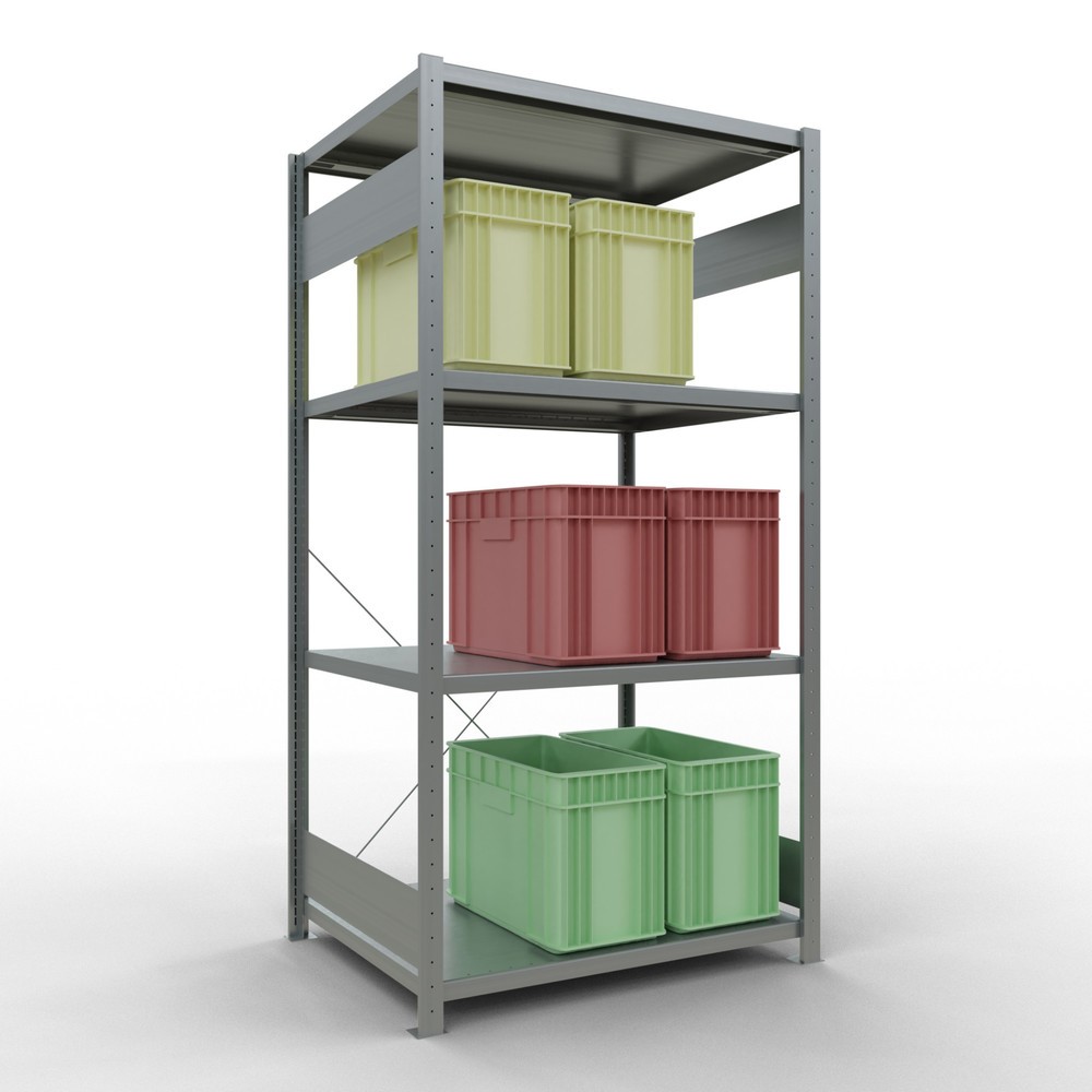 Immagine del prodotto n. 3: Scaffalatura a ripiani SCHULTE zincata con 5 fondi in lamiera d'acciaio, portata per piano di 330 kg, AxLxP 2.000 x 1.060 x 836 mm