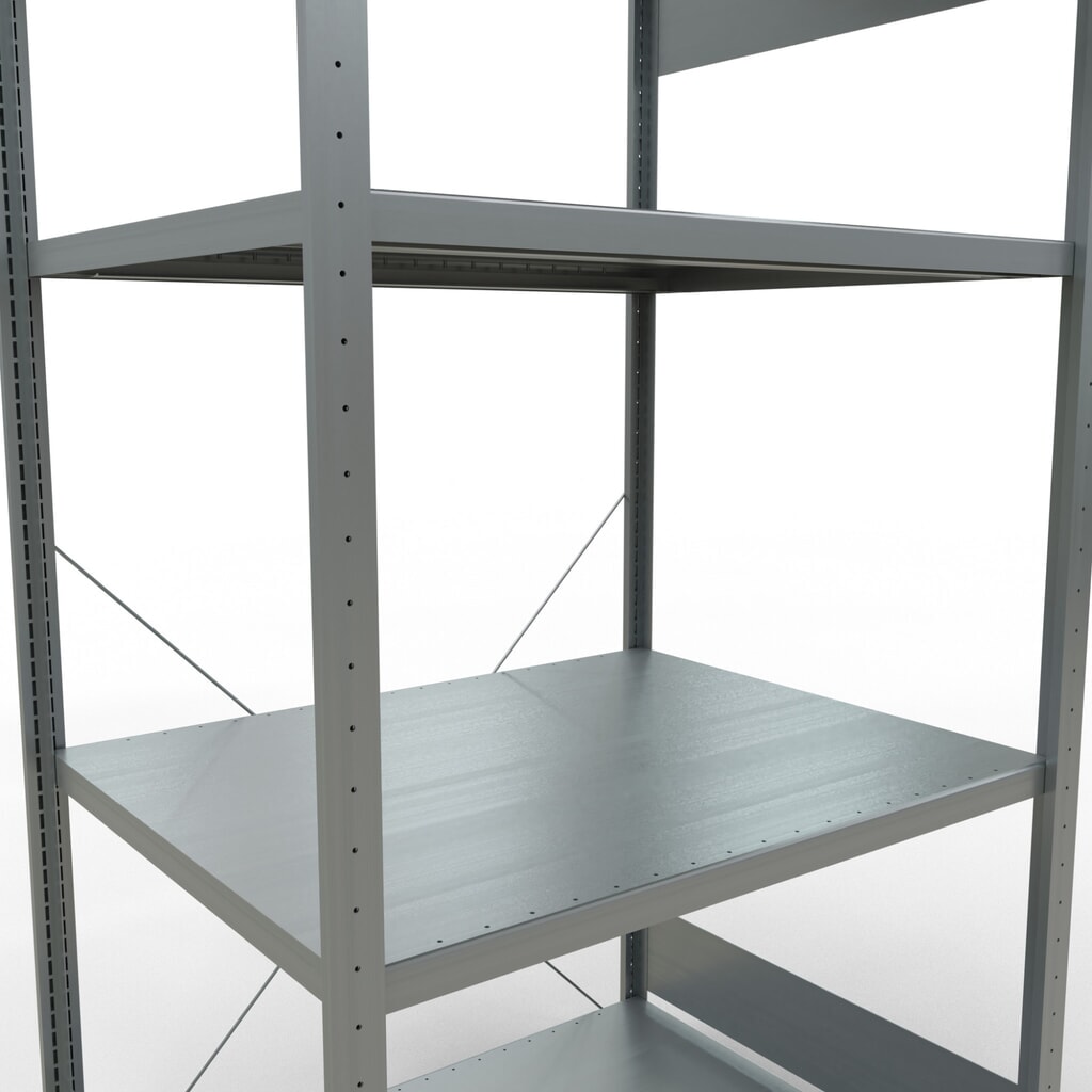Scaffalatura a ripiani SCHULTE zincata con 5 fondi in lamiera d'acciaio, portata per piano di 330 kg, AxLxP 2.000 x 1.060 x 836 mm Immagine del prodotto n. 5: Scaffalatura a ripiani SCHULTE zincata con 5 fondi in lamiera d'acciaio, portata per piano di 330 kg, AxLxP 2.000 x 1.060 x 836 mm