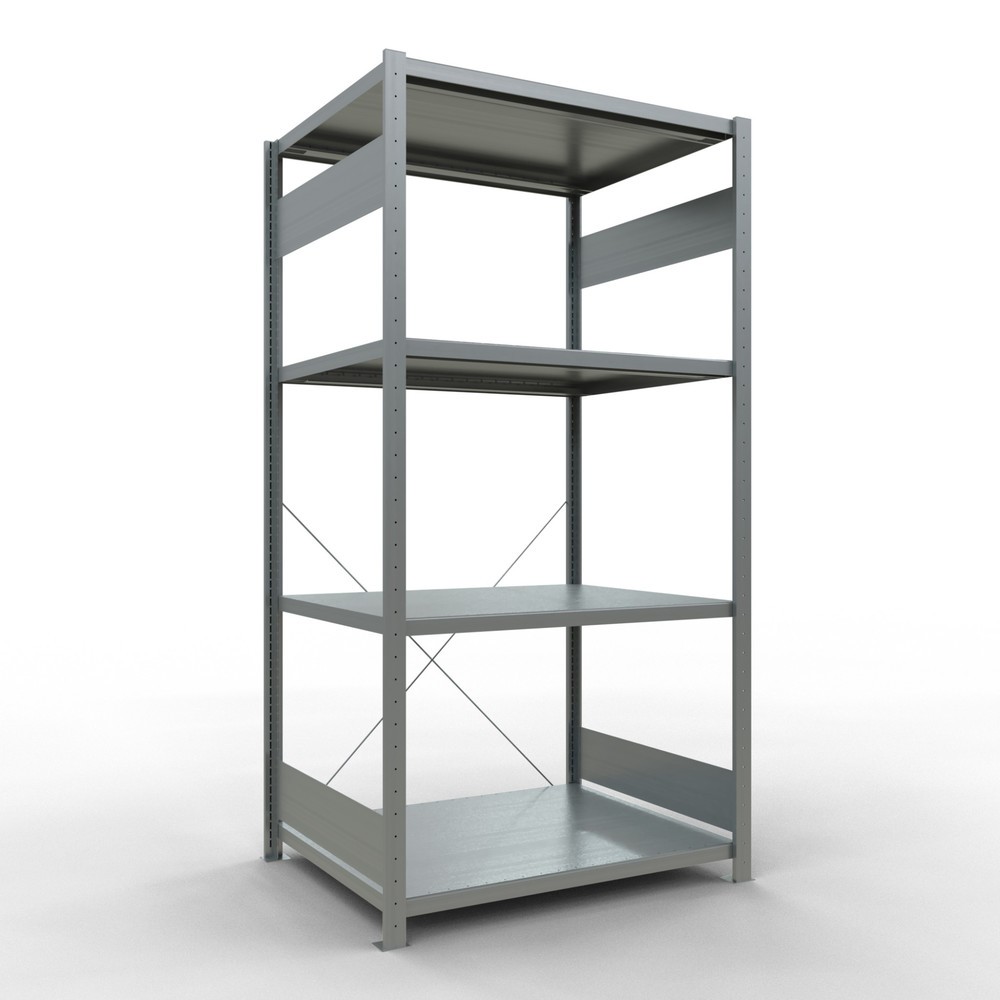 Immagine del prodotto: Scaffalatura a ripiani SCHULTE zincata con 5 fondi in lamiera d'acciaio, portata per piano di 330 kg, AxLxP 2.000 x 1.060 x 836 mm