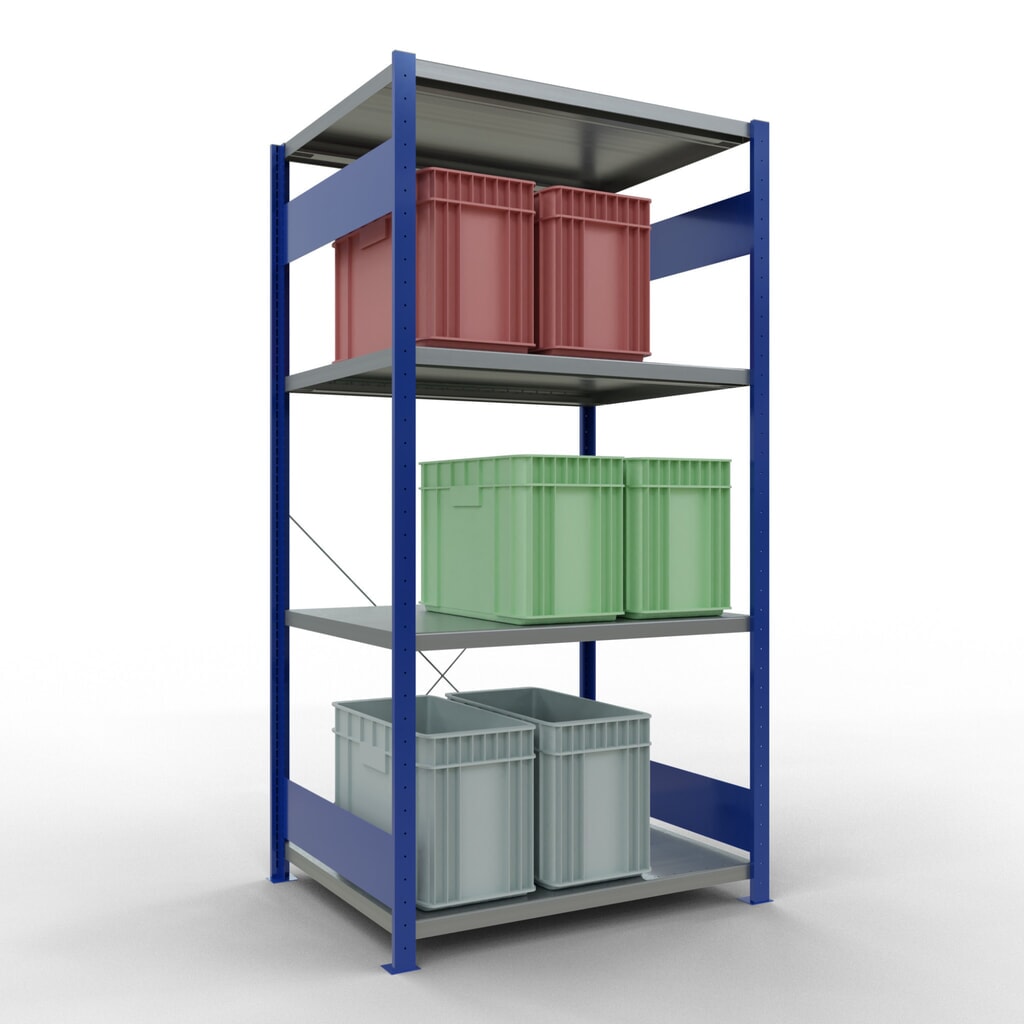 Scaffalatura a ripiani SCHULTE, blu genziana/zincato con 5 fondi in lamiera d'acciaio, portata per piano di 330 kg, AxLxP 2.000 x 1.060 x 836 mm Immagine del prodotto n. 3: Scaffalatura a ripiani SCHULTE, blu genziana/zincato con 5 fondi in lamiera d'acciaio, portata per piano di 330 kg, AxLxP 2.000 x 1.060 x 836 mm