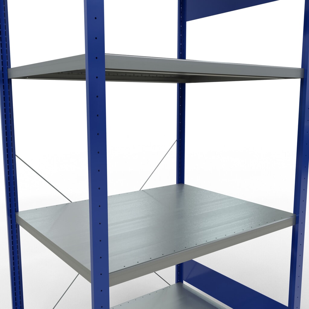 Scaffalatura a ripiani SCHULTE, blu genziana/zincato con 5 fondi in lamiera d'acciaio, portata per piano di 330 kg, AxLxP 2.000 x 1.060 x 836 mm Immagine del prodotto n. 5: Scaffalatura a ripiani SCHULTE, blu genziana/zincato con 5 fondi in lamiera d'acciaio, portata per piano di 330 kg, AxLxP 2.000 x 1.060 x 836 mm