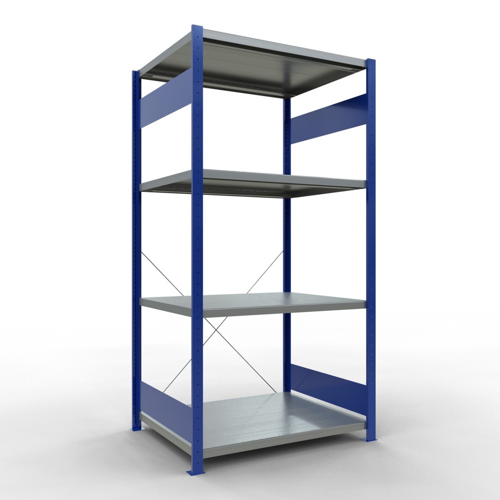 Immagine del prodotto: Scaffalatura a ripiani SCHULTE, blu genziana/zincato con 5 fondi in lamiera d'acciaio, portata per piano di 330 kg, AxLxP 2.000 x 1.060 x 836 mm