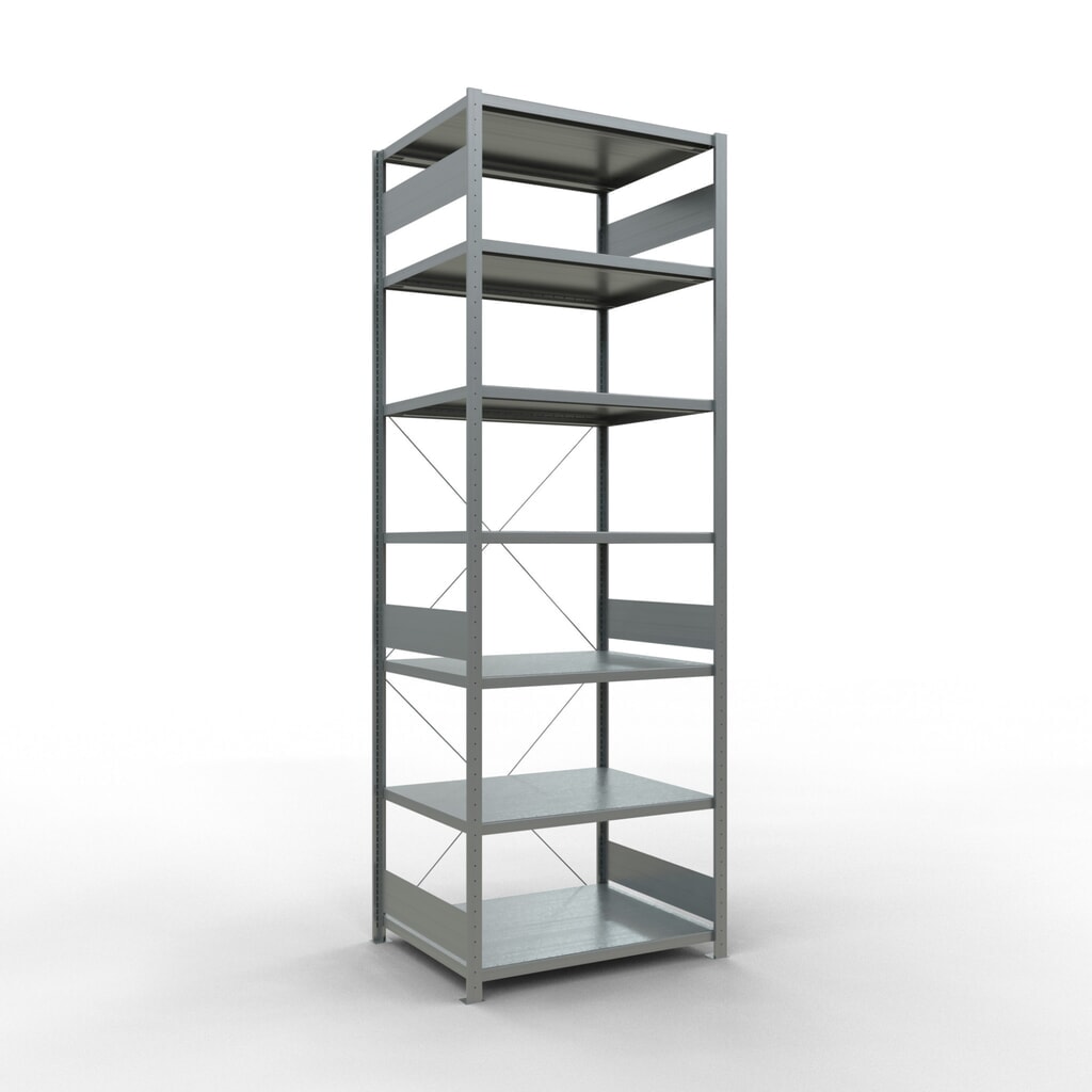 Scaffalatura a ripiani SCHULTE zincata, portata per piano di 330 kg, AxLxP 3.000 x 1.060 x 836 mm Immagine del prodotto n. 1: Scaffalatura a ripiani SCHULTE zincata, portata per piano di 330 kg, AxLxP 3.000 x 1.060 x 836 mm