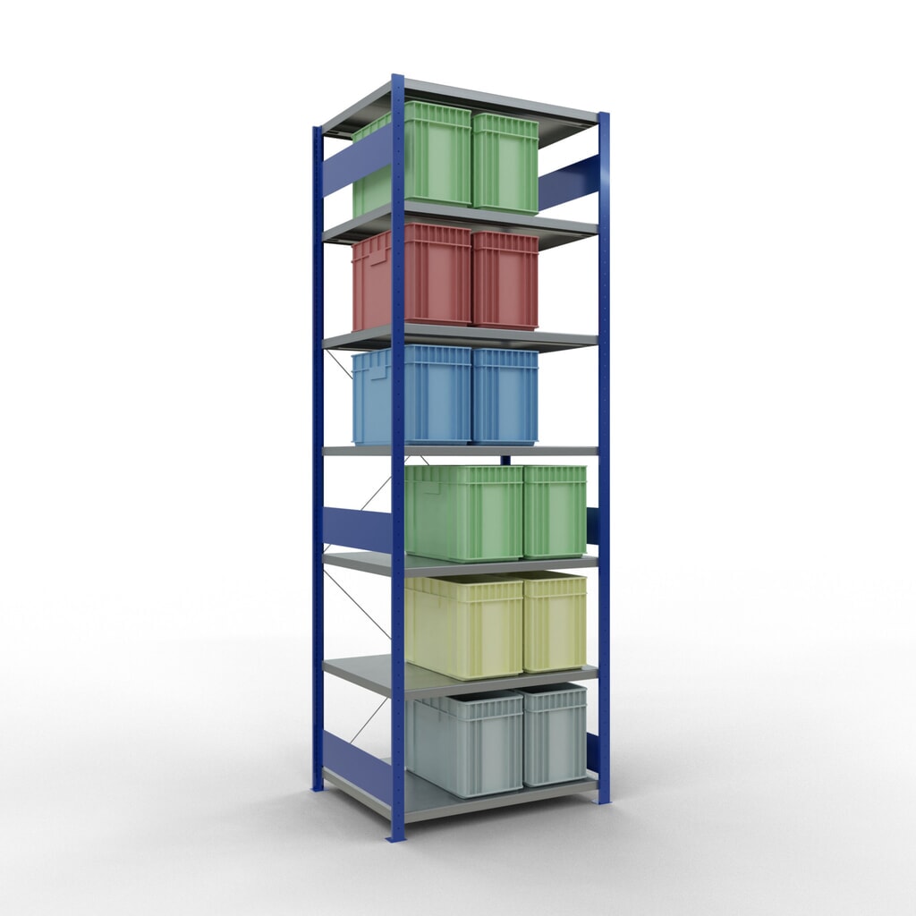 Immagine del prodotto n. 3: Scaffalatura a ripiani SCHULTE, blu genziana/zincato, portata per piano di 330 kg, AxLxP 3.000 x 1.060 x 836 mm