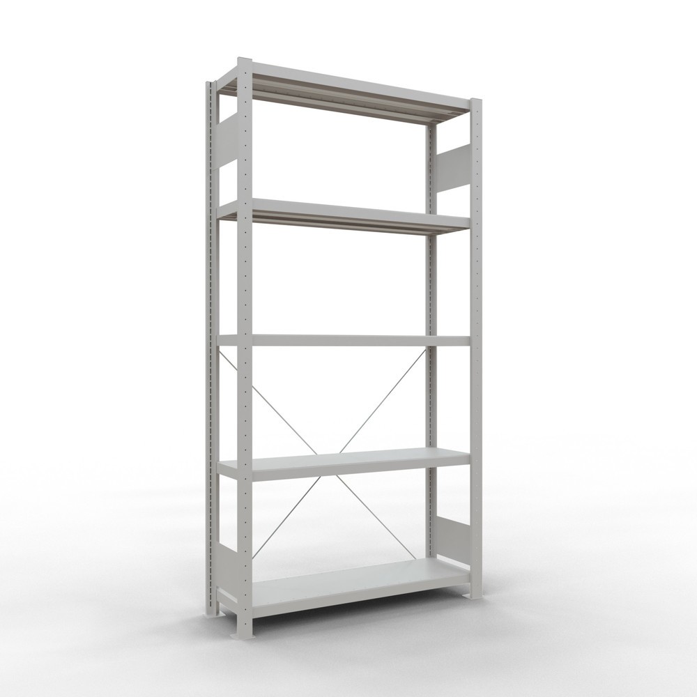 Immagine del prodotto: Scaffalatura a ripiani SCHULTE, grigio chiaro con 5 fondi in lamiera d'acciaio, portata per piano di 330 kg, AxLxP 2.000 x 1.060 x 336 mm