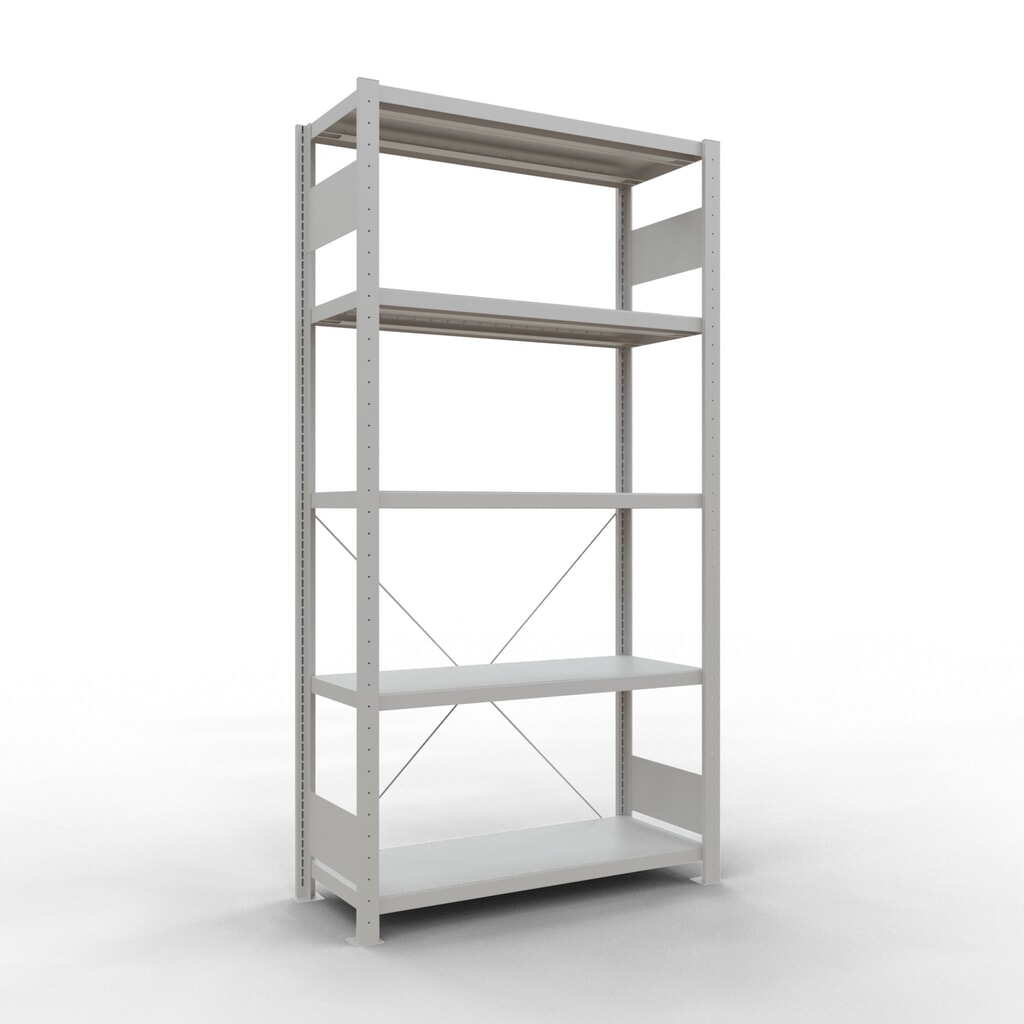 Immagine del prodotto: Scaffalatura a ripiani SCHULTE, grigio chiaro con 5 fondi in lamiera d'acciaio, portata per piano di 330 kg, AxLxP 2.000 x 1.060 x 436 mm