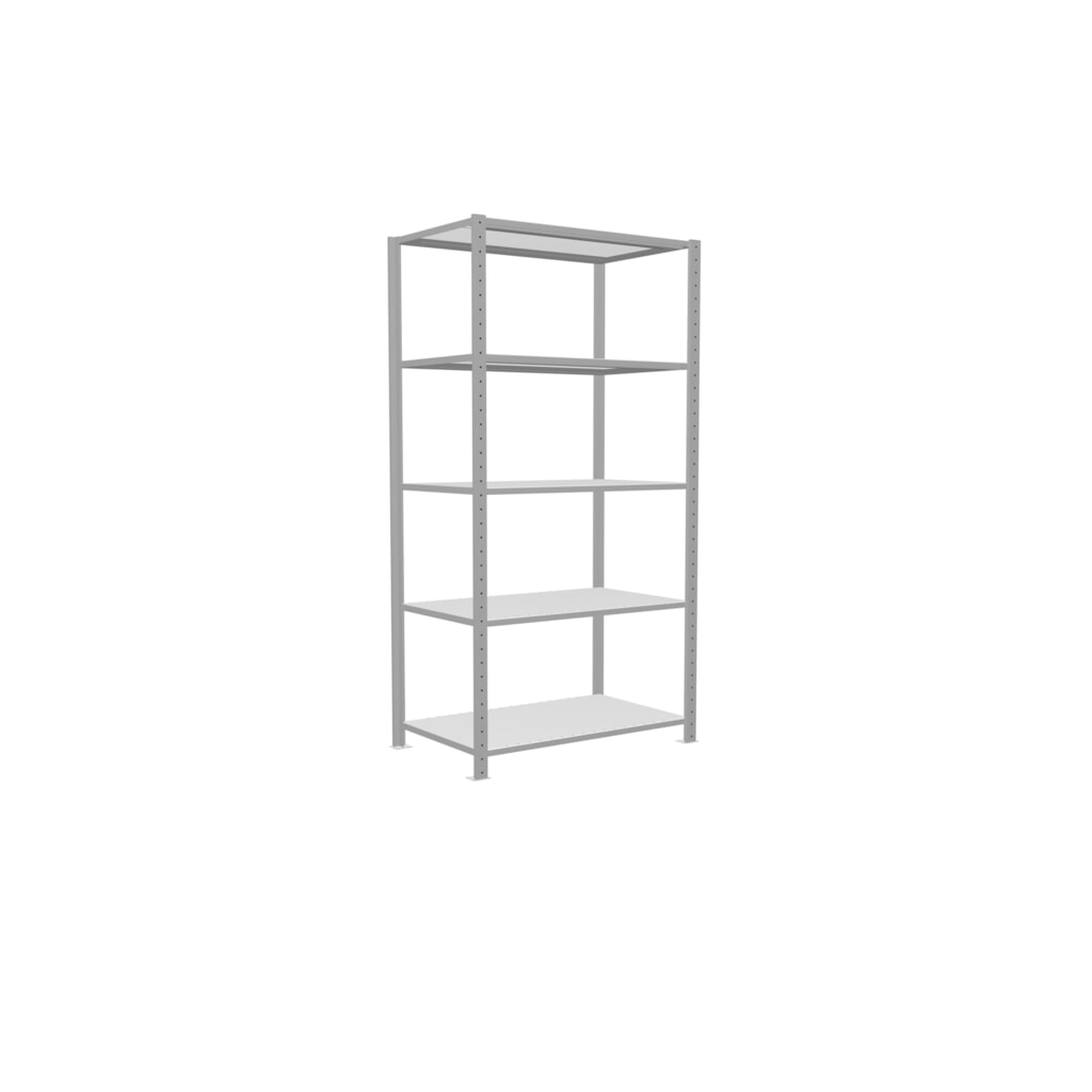 Scaffalatura a ripiani SCHULTE, grigio chiaro con 5 fondi in lamiera d'acciaio, portata per piano di 330 kg, AxLxP 2.000 x 1.060 x 636 mm Immagine del prodotto n. 2: Scaffalatura a ripiani SCHULTE, grigio chiaro con 5 fondi in lamiera d'acciaio, portata per piano di 330 kg, AxLxP 2.000 x 1.060 x 636 mm