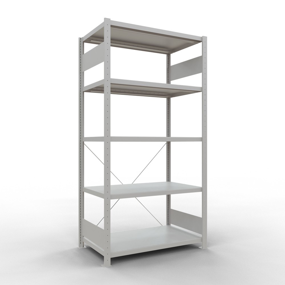 Immagine del prodotto: Scaffalatura a ripiani SCHULTE, grigio chiaro con 5 fondi in lamiera d'acciaio, portata per piano di 330 kg, AxLxP 2.000 x 1.060 x 636 mm