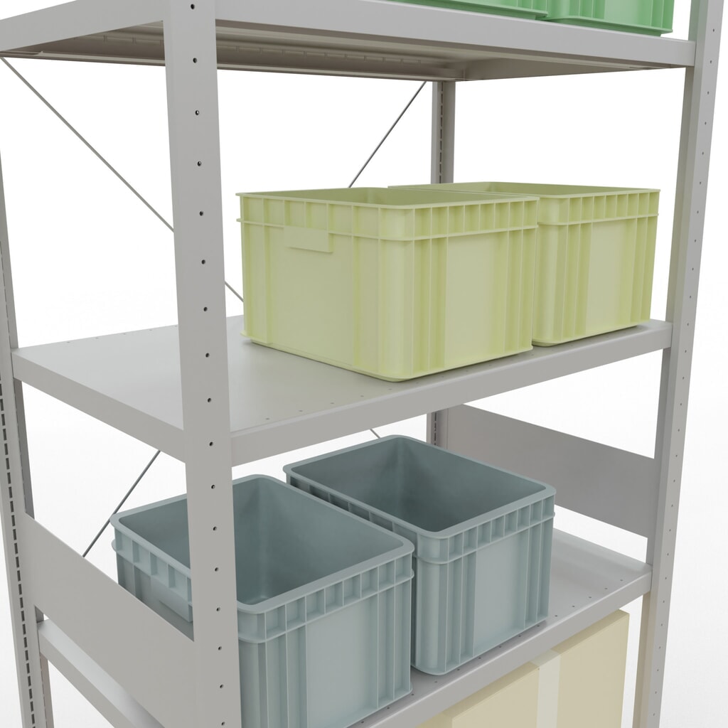 Scaffalatura a ripiani SCHULTE, grigio chiaro, portata per piano di 330 kg, AxLxP 3.000 x 1.060 x 636 mm Immagine del prodotto n. 4: Scaffalatura a ripiani SCHULTE, grigio chiaro, portata per piano di 330 kg, AxLxP 3.000 x 1.060 x 636 mm