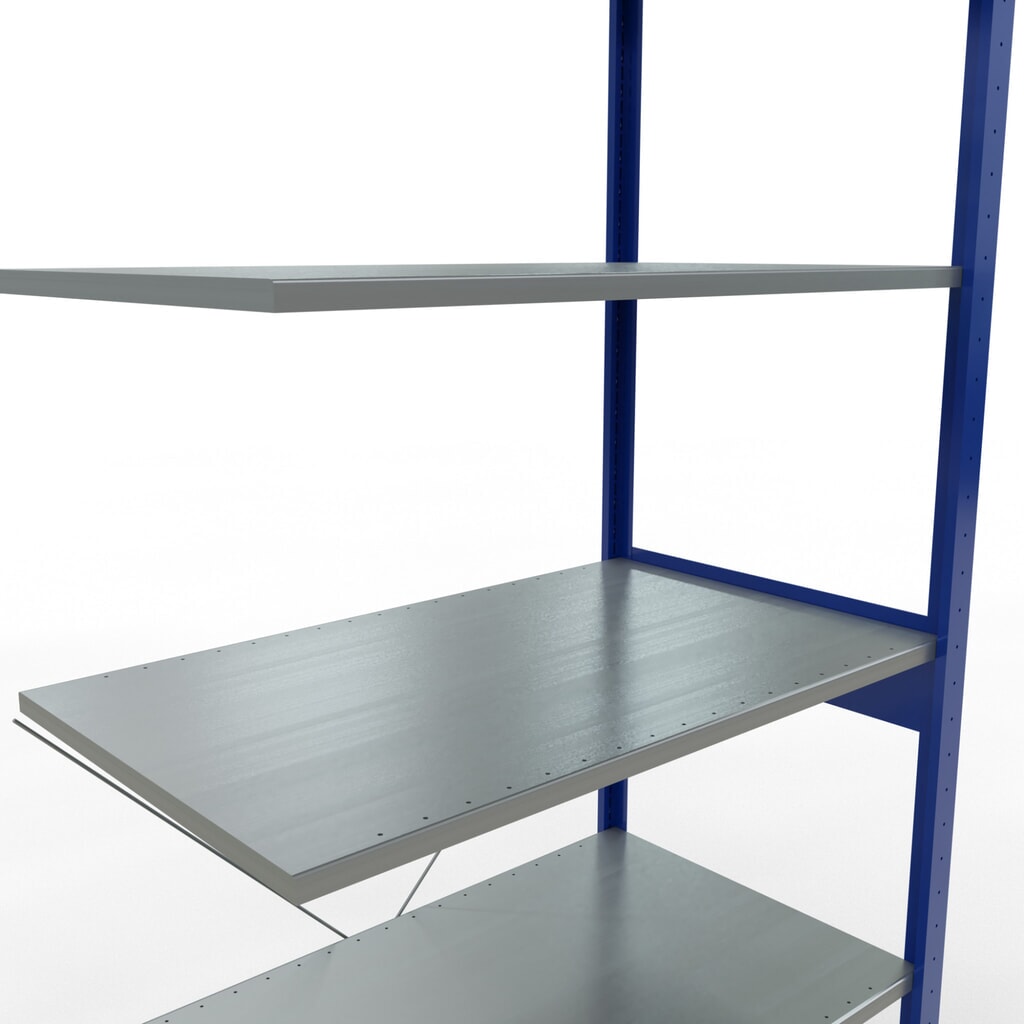 Scaffalatura a ripiani SCHULTE, sistema a incastro, campata aggiuntiva, portata per piano 150 kg, blu genziana/zincata, AxLxP 2.500 x 1.000 x 600 mm Immagine del prodotto n. 2: Scaffalatura a ripiani SCHULTE, sistema a incastro, campata aggiuntiva, portata per piano 150 kg, blu genziana/zincata, AxLxP 2.500 x 1.000 x 600 mm