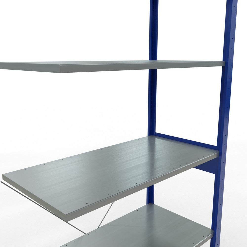 Immagine del prodotto n. 2: Scaffalatura a ripiani SCHULTE, sistema a incastro, campata aggiuntiva, portata per piano 150 kg, blu genziana/zincata, AxLxP 2.500 x 1.000 x 500 mm