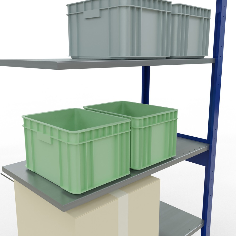 Immagine del prodotto n. 3: Scaffalatura a ripiani SCHULTE, sistema a incastro, campata aggiuntiva, portata per piano 150 kg, blu genziana/zincata, AxLxP 2.500 x 1.000 x 500 mm