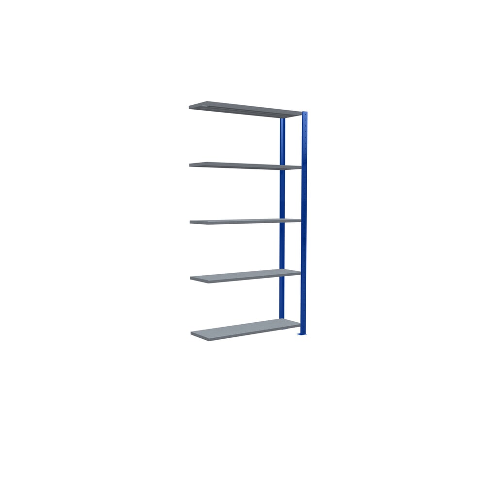 Scaffalatura a ripiani SCHULTE, sistema a incastro, campata aggiuntiva, portata per piano 150 kg, blu genziana/zincata, AxLxP 2.000 x 1.000 x 300 mm Immagine del prodotto n. 5: Scaffalatura a ripiani SCHULTE, sistema a incastro, campata aggiuntiva, portata per piano 150 kg, blu genziana/zincata, AxLxP 2.000 x 1.000 x 300 mm