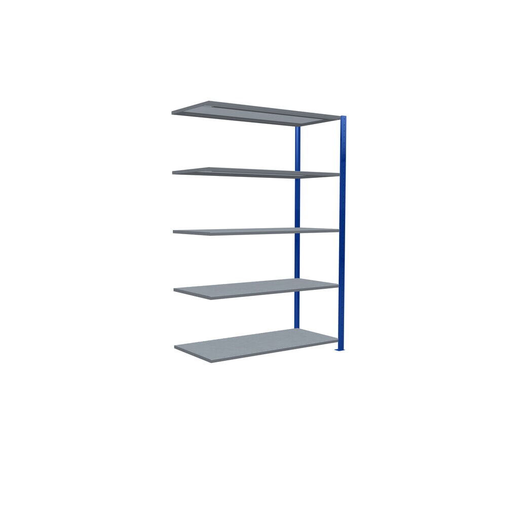 Immagine del prodotto n. 2: Scaffalatura a ripiani SCHULTE, sistema a incastro, campata aggiuntiva, portata per piano 150 kg, blu genziana/zincata, AxLxP 2.000 x 1.300 x 600 mm