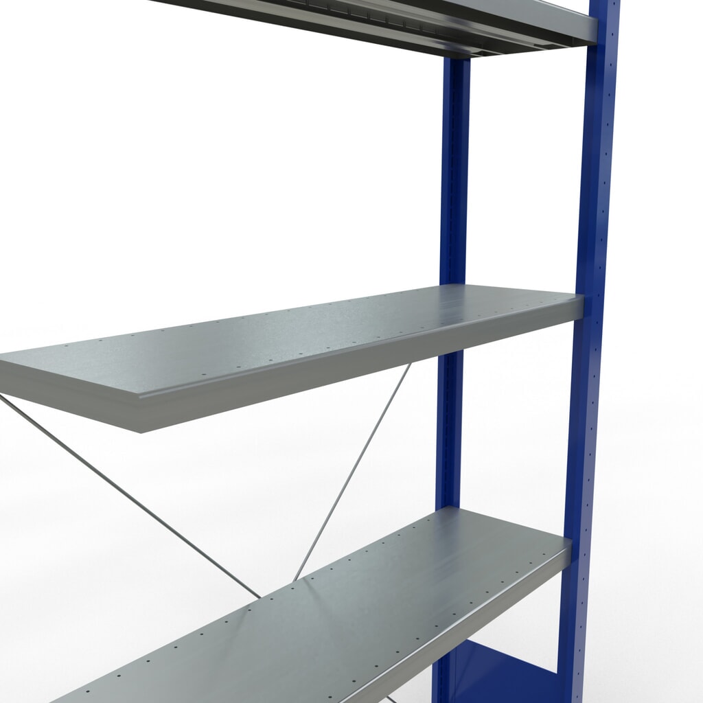 Scaffalatura a ripiani SCHULTE, montaggio a incastro, campata aggiuntiva, portata per piano 330 kg, blu genziana/zincata, HxLxP 2.000 x 1.000 x 300 mm Immagine del prodotto n. 5: Scaffalatura a ripiani SCHULTE, montaggio a incastro, campata aggiuntiva, portata per piano 330 kg, blu genziana/zincata, HxLxP 2.000 x 1.000 x 300 mm
