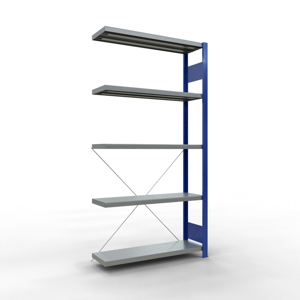 Scaffalatura a ripiani SCHULTE, montaggio a incastro, campata aggiuntiva, portata per piano 330 kg, blu genziana/zincata, HxLxP 2.000 x 1.000 x 300 mm Immagine del prodotto: Scaffalatura a ripiani SCHULTE, montaggio a incastro, campata aggiuntiva, portata per piano 330 kg, blu genziana/zincata, HxLxP 2.000 x 1.000 x 300 mm