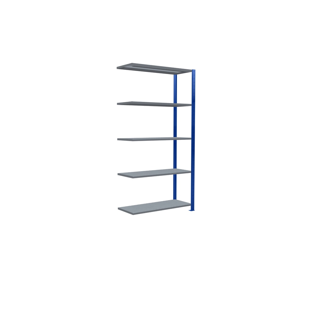 Scaffalatura a ripiani SCHULTE, montaggio a incastro, campata aggiuntiva, portata per piano 330 kg, blu genziana/zincata, AxLxP 2.000 x 1.000 x 400 mm Immagine del prodotto n. 2: Scaffalatura a ripiani SCHULTE, montaggio a incastro, campata aggiuntiva, portata per piano 330 kg, blu genziana/zincata, AxLxP 2.000 x 1.000 x 400 mm