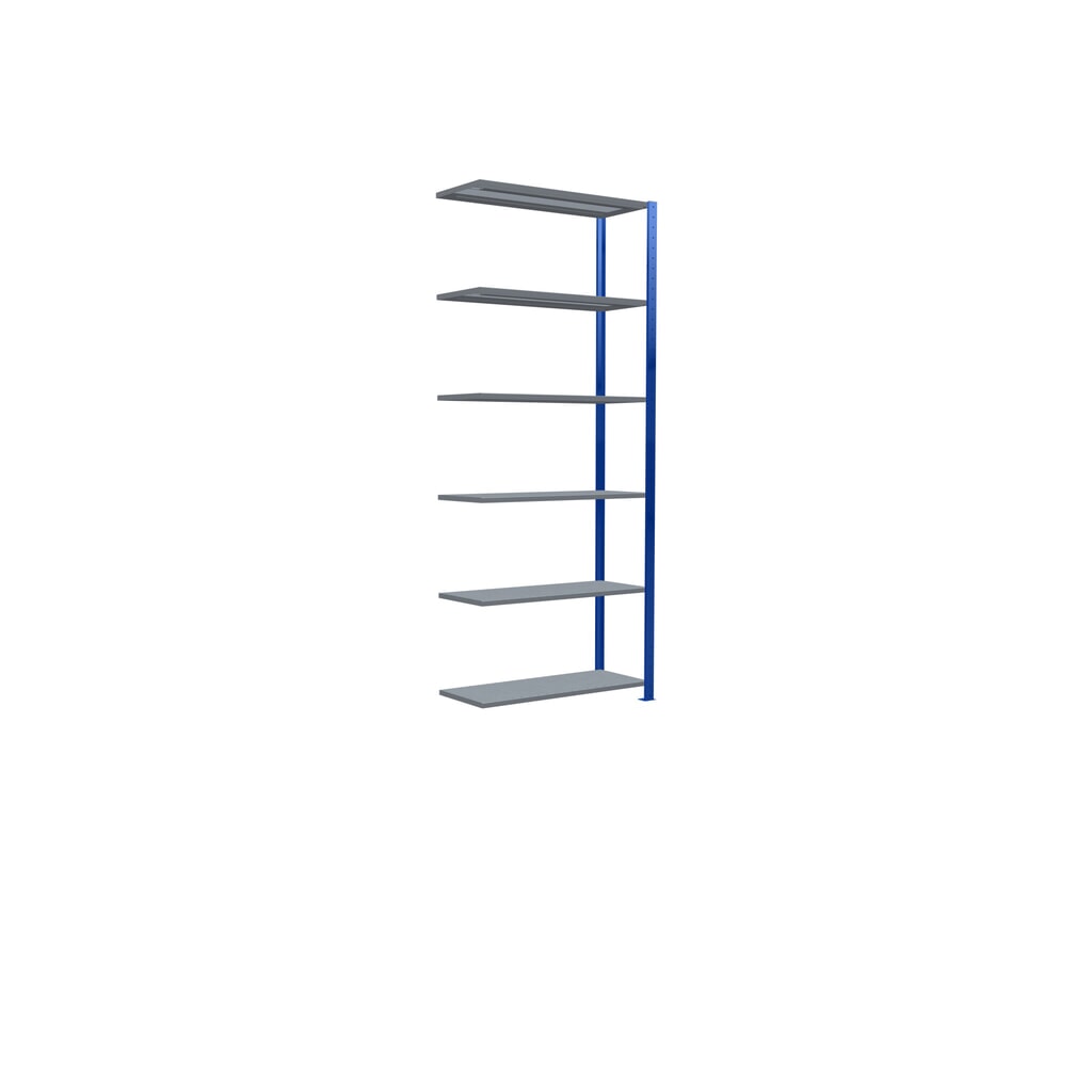 Scaffalatura a ripiani SCHULTE, montaggio a incastro, campata aggiuntiva, portata per piano 330 kg, blu genziana/zincata, AxLxP 2.500 x 1.000 x 400 mm Immagine del prodotto n. 2: Scaffalatura a ripiani SCHULTE, montaggio a incastro, campata aggiuntiva, portata per piano 330 kg, blu genziana/zincata, AxLxP 2.500 x 1.000 x 400 mm