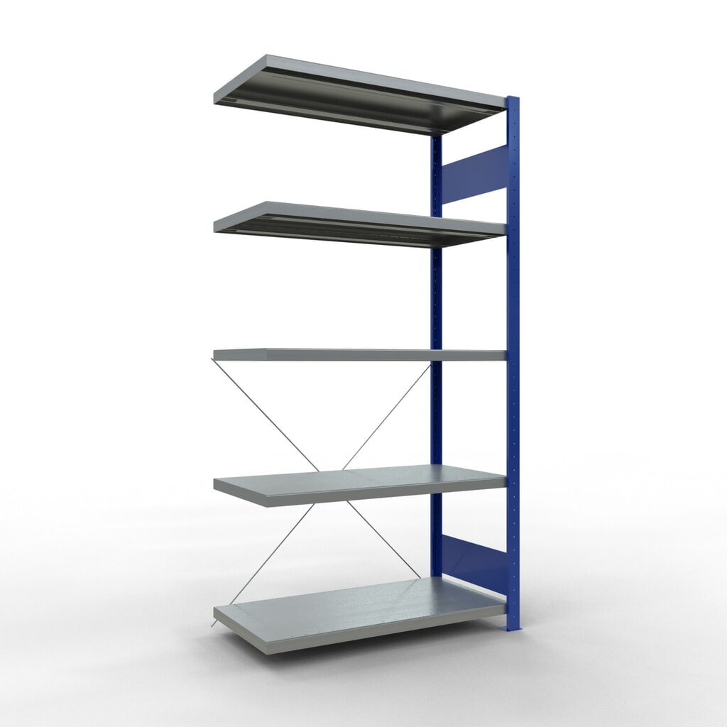 Scaffalatura a ripiani SCHULTE, montaggio a incastro, campata aggiuntiva, portata per piano 330 kg, blu genziana/zincata, AxLxP 2.000 x 1.000 x 500 mm Immagine del prodotto: Scaffalatura a ripiani SCHULTE, montaggio a incastro, campata aggiuntiva, portata per piano 330 kg, blu genziana/zincata, AxLxP 2.000 x 1.000 x 500 mm