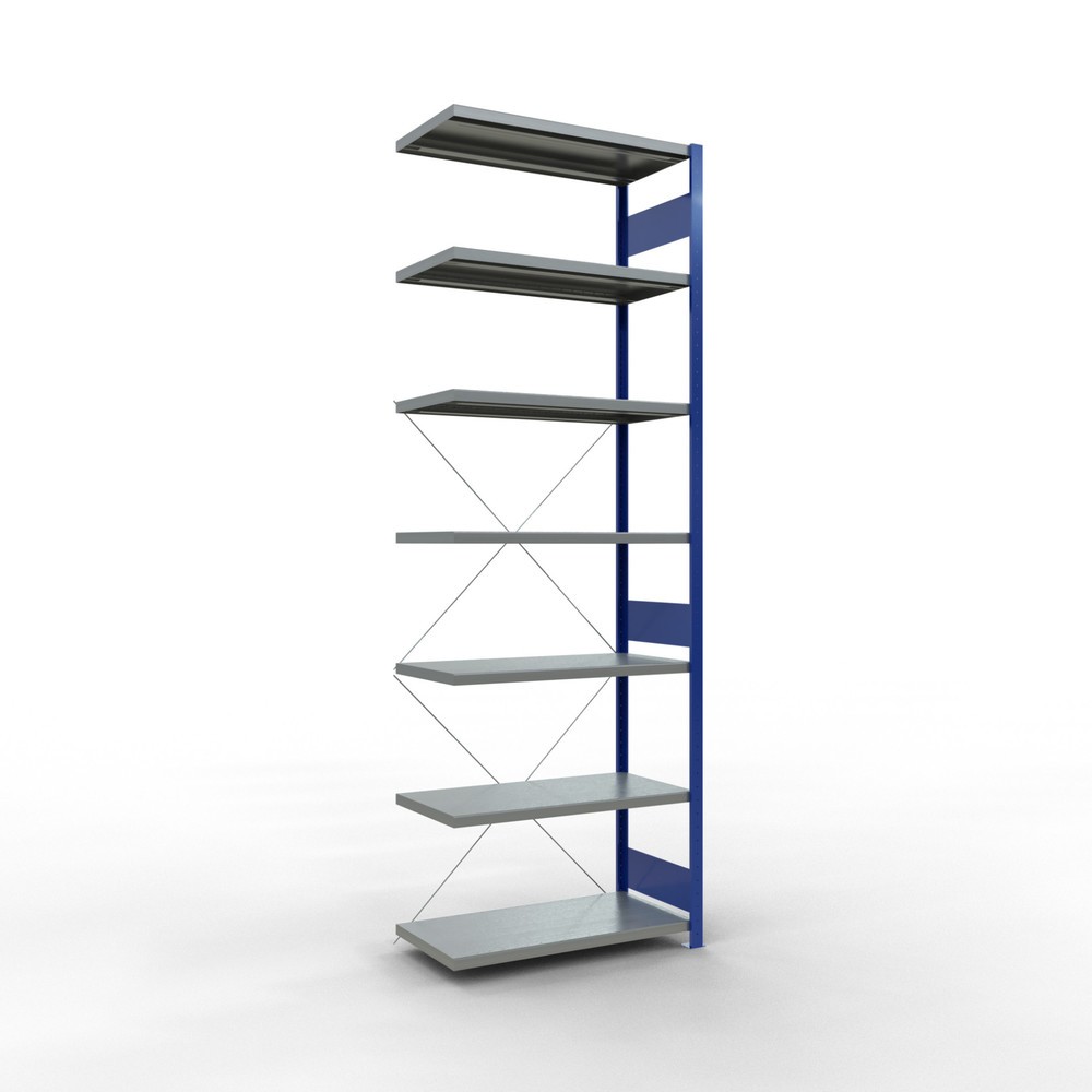 Immagine del prodotto: Scaffalatura a ripiani SCHULTE, montaggio a incastro, campata aggiuntiva, portata per piano 330 kg, blu genziana/zincata, AxLxP 3.000 x 1.000 x 500 mm