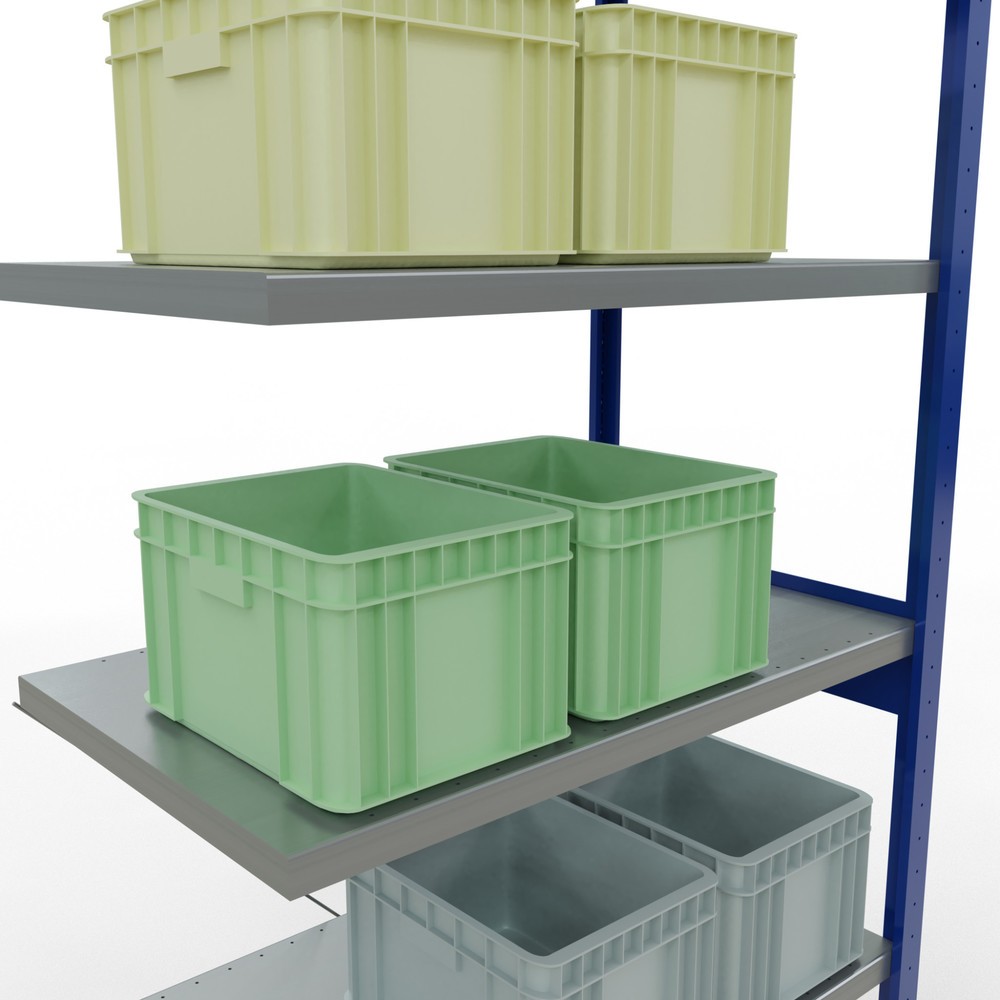 Immagine del prodotto n. 4: Scaffalatura a ripiani SCHULTE, montaggio a incastro, campata aggiuntiva, portata per piano 330 kg, blu genziana/zincata, AxLxP 2.500 x 1.000 x 600 mm