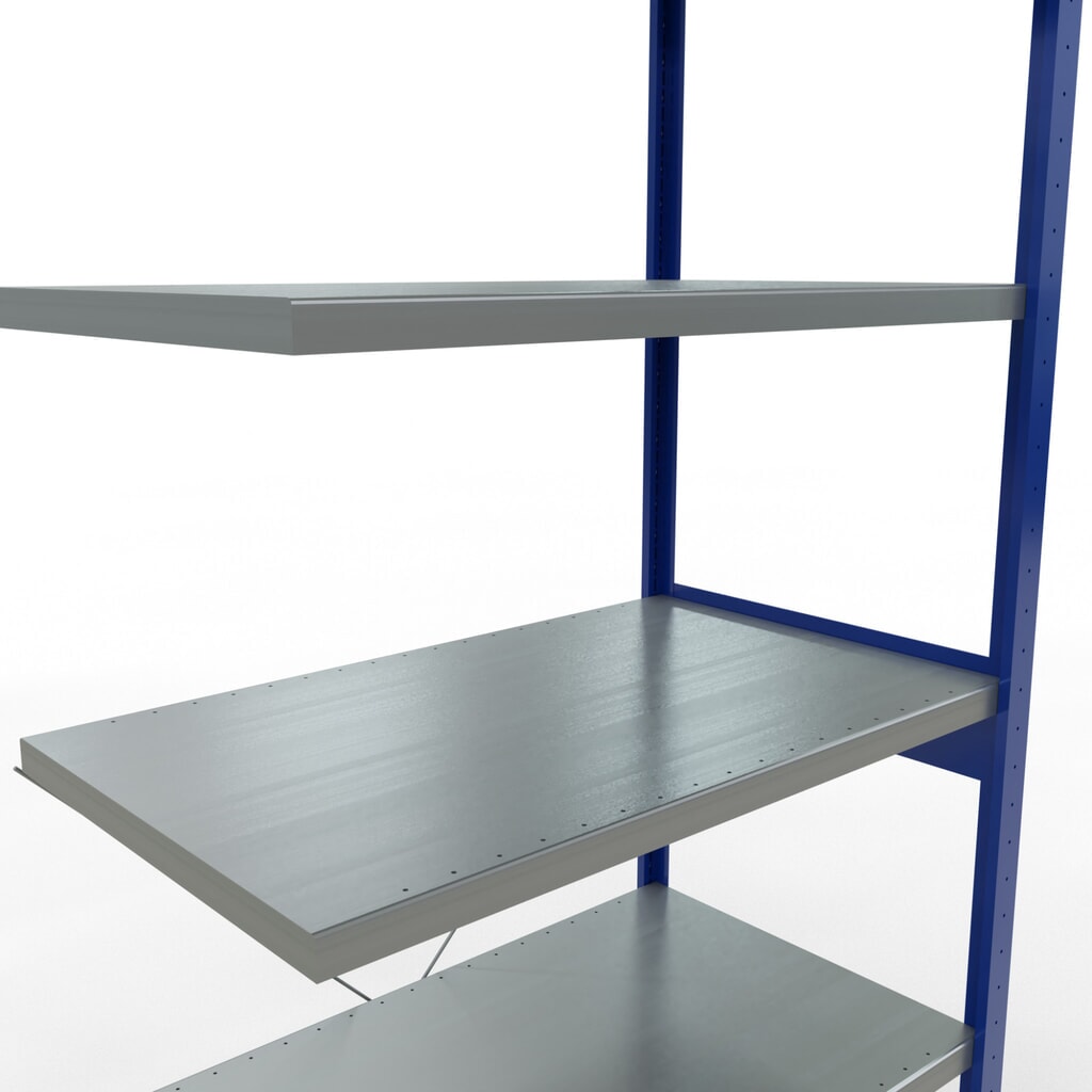 Immagine del prodotto n. 5: Scaffalatura a ripiani SCHULTE, montaggio a incastro, campata aggiuntiva, portata per piano 330 kg, blu genziana/zincata, AxLxP 2.500 x 1.000 x 600 mm