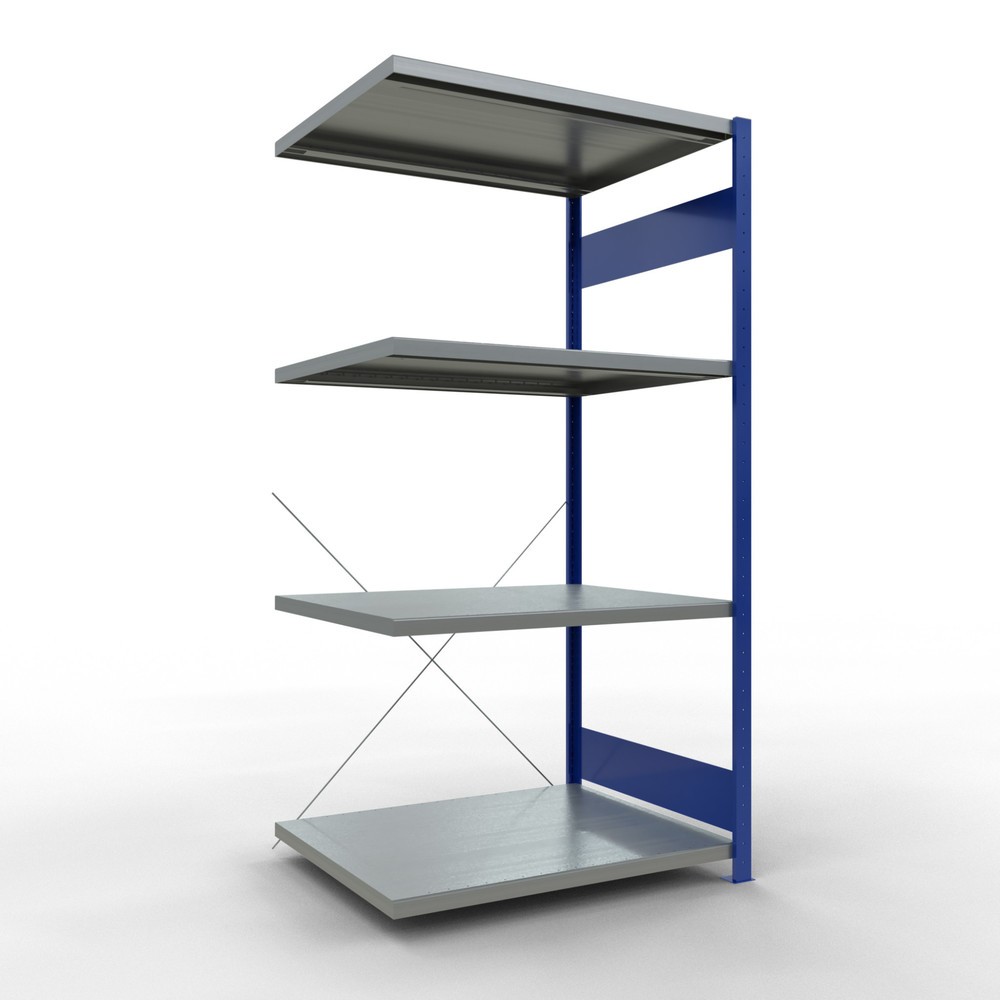 Immagine del prodotto n. 1: Scaffalatura a ripiani SCHULTE, montaggio a incastro, campata aggiuntiva, portata per piano 330 kg, blu genziana/zincata, AxLxP 2.000 x 1.000 x 800 mm