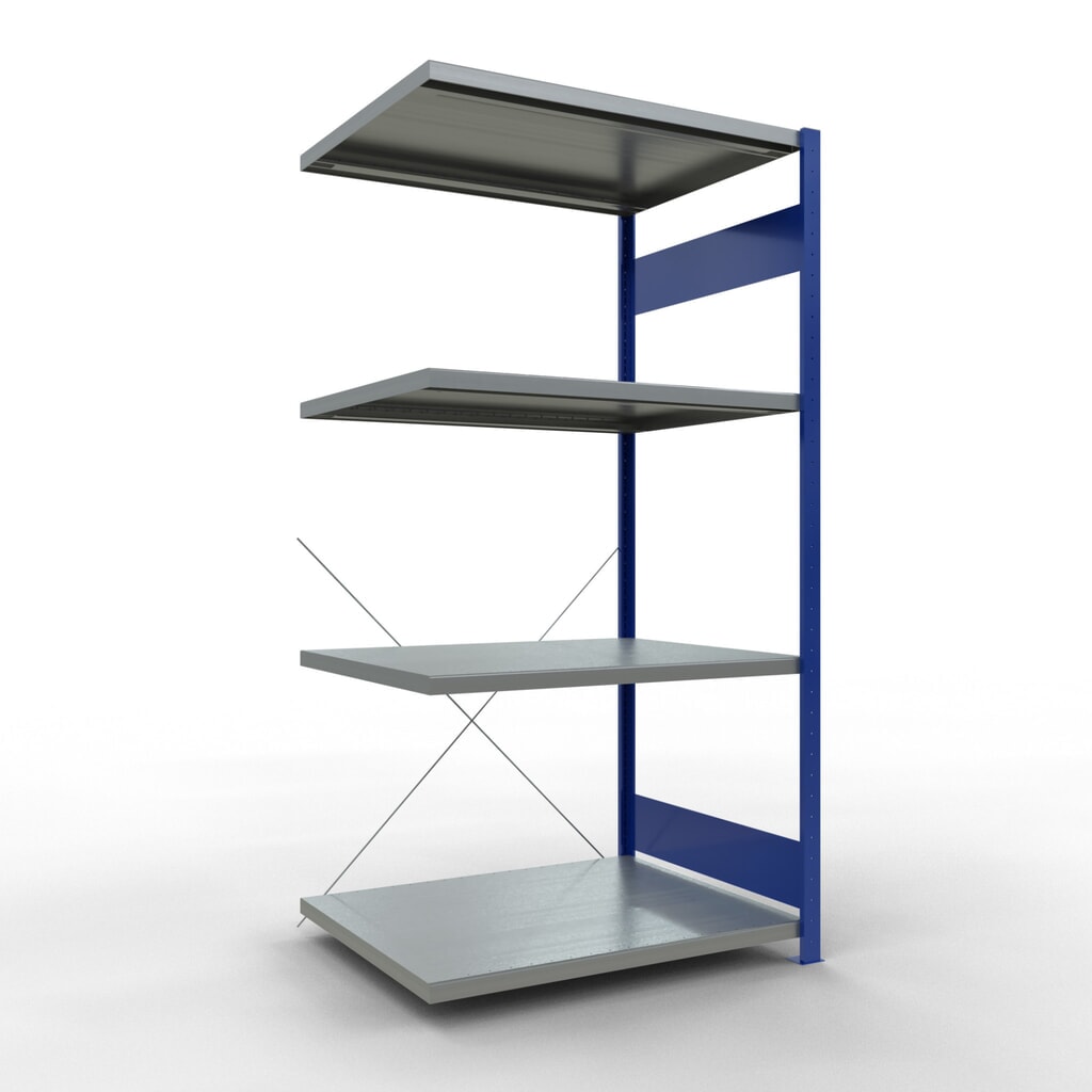 Scaffalatura a ripiani SCHULTE, montaggio a incastro, campata aggiuntiva, portata per piano 330 kg, blu genziana/zincata, AxLxP 2.000 x 1.000 x 800 mm Immagine del prodotto: Scaffalatura a ripiani SCHULTE, montaggio a incastro, campata aggiuntiva, portata per piano 330 kg, blu genziana/zincata, AxLxP 2.000 x 1.000 x 800 mm