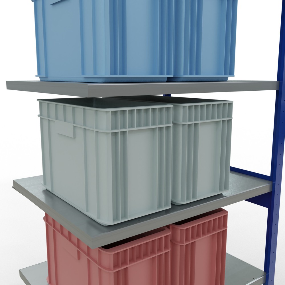 Immagine del prodotto n. 4: Scaffalatura a ripiani SCHULTE, montaggio a incastro, campata aggiuntiva, portata per piano 330 kg, blu genziana/zincata, HxLxP 2.500 x 1.000 x 800 mm