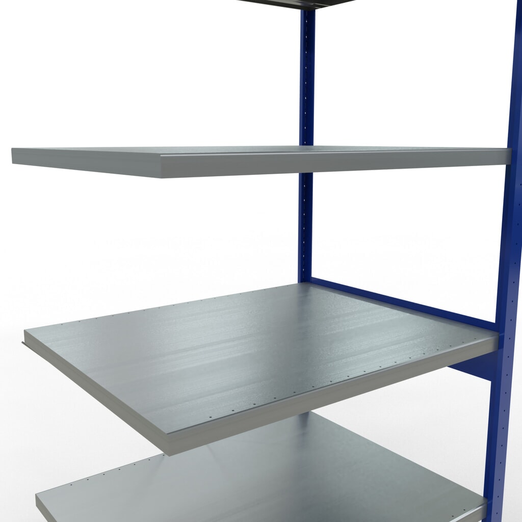 Immagine del prodotto n. 5: Scaffalatura a ripiani SCHULTE, montaggio a incastro, campata aggiuntiva, portata per piano 330 kg, blu genziana/zincata, HxLxP 2.500 x 1.000 x 800 mm