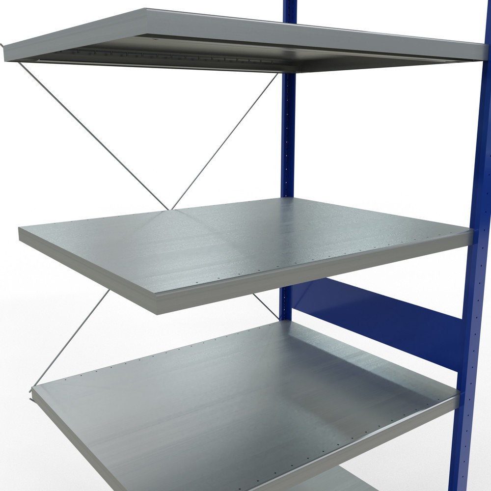Immagine del prodotto n. 5: Scaffalatura a ripiani SCHULTE, montaggio a incastro, campata aggiuntiva, portata per piano 330 kg, blu genziana/zincata, AxLxP 3.000 x 1.000 x 800 mm