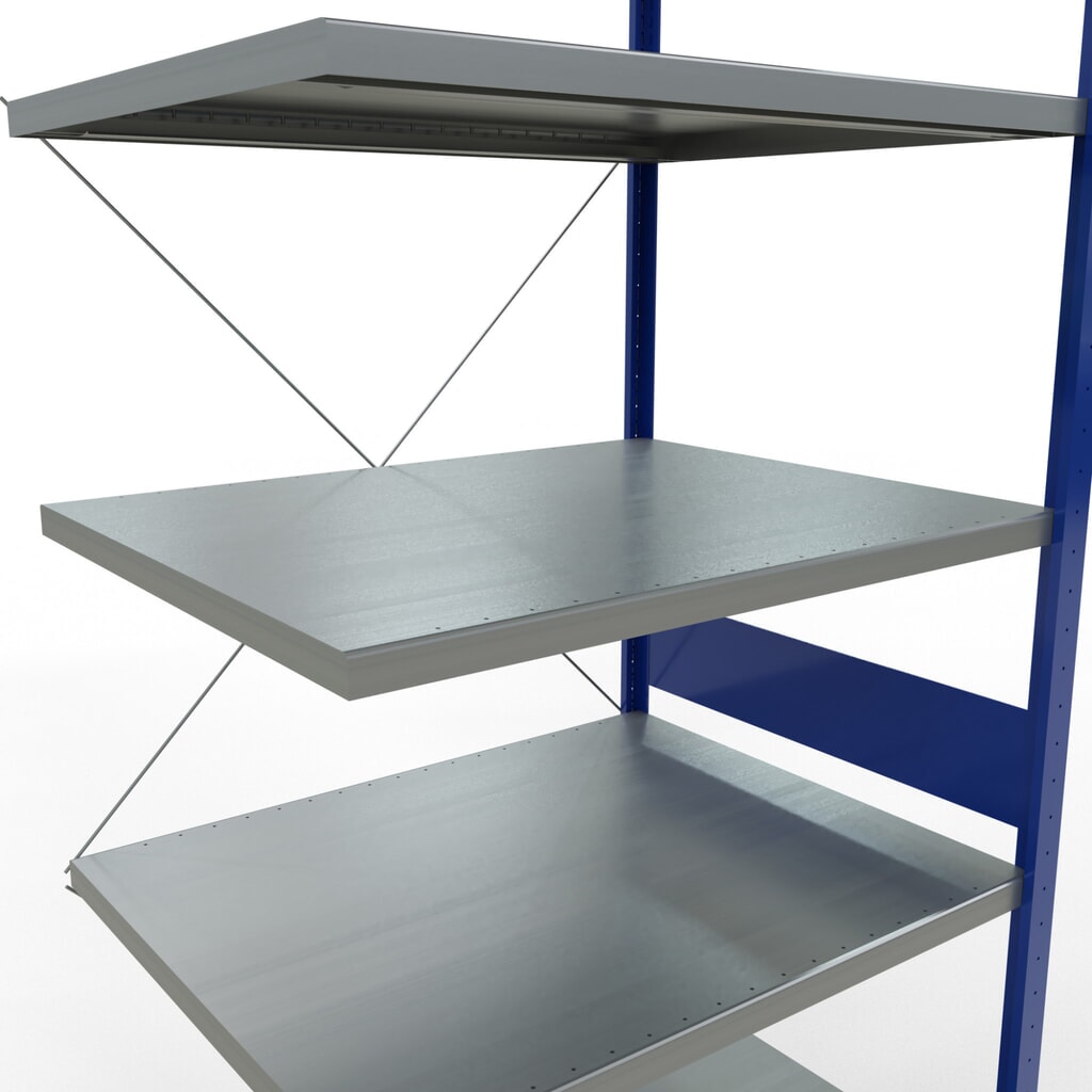 Scaffalatura a ripiani SCHULTE, montaggio a incastro, campata aggiuntiva, portata per piano 330 kg, blu genziana/zincata, AxLxP 3.000 x 1.000 x 800 mm Immagine del prodotto n. 5: Scaffalatura a ripiani SCHULTE, montaggio a incastro, campata aggiuntiva, portata per piano 330 kg, blu genziana/zincata, AxLxP 3.000 x 1.000 x 800 mm