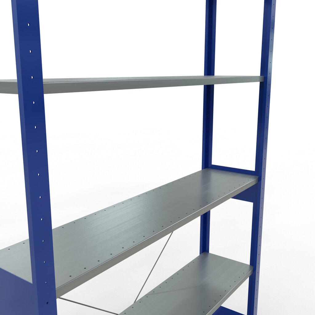 Scaffalatura a ripiani SCHULTE, blu genziana/zincato, portata per piano di 150 kg, AxLxP 2.500 x 1.360 x 336 mm Immagine del prodotto n. 2: Scaffalatura a ripiani SCHULTE, blu genziana/zincato, portata per piano di 150 kg, AxLxP 2.500 x 1.360 x 336 mm