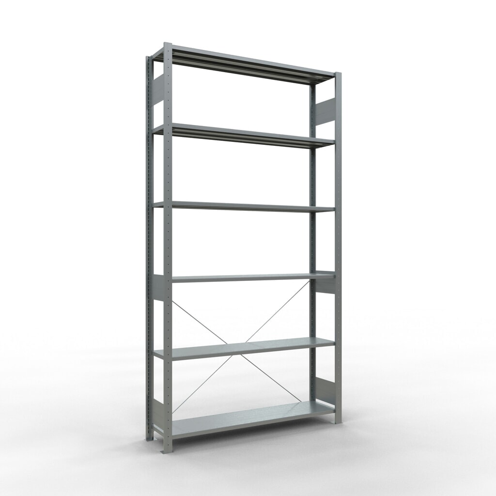 Immagine del prodotto: Scaffalatura a ripiani SCHULTE zincata, portata per piano di 150 kg, AxLxP 2.500 x 1.360 x 336 mm