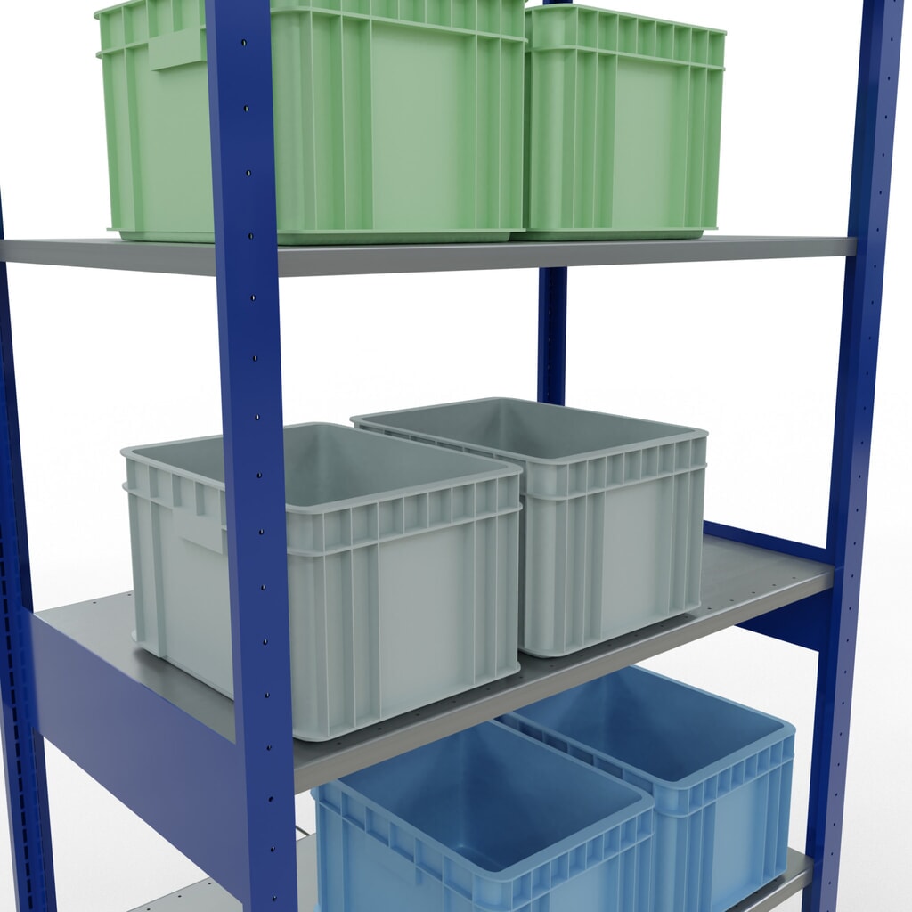 Scaffalatura a ripiani SCHULTE, blu genziana/zincato, portata per piano di 150 kg, AxLxP 2.500 x 1.060 x 636 mm Immagine del prodotto n. 3: Scaffalatura a ripiani SCHULTE, blu genziana/zincato, portata per piano di 150 kg, AxLxP 2.500 x 1.060 x 636 mm