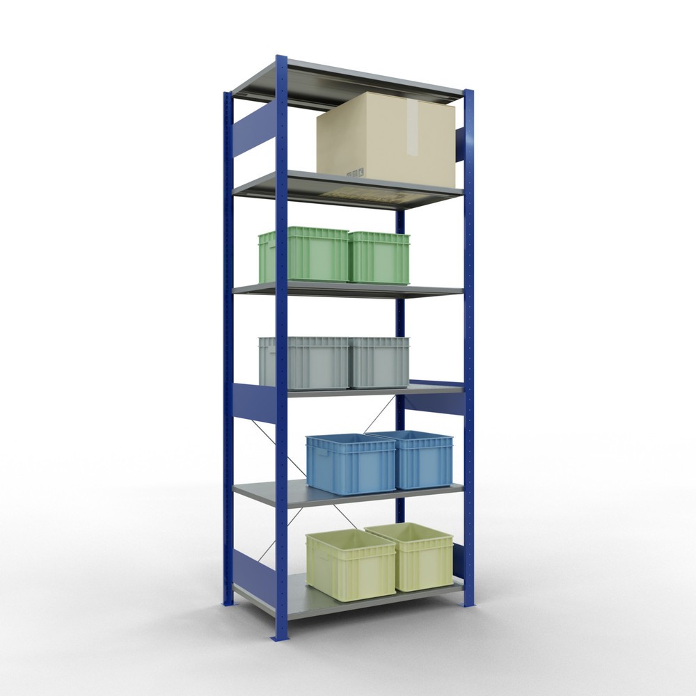 Immagine del prodotto n. 4: Scaffalatura a ripiani SCHULTE, blu genziana/zincato, portata per piano di 150 kg, AxLxP 2.500 x 1.060 x 636 mm