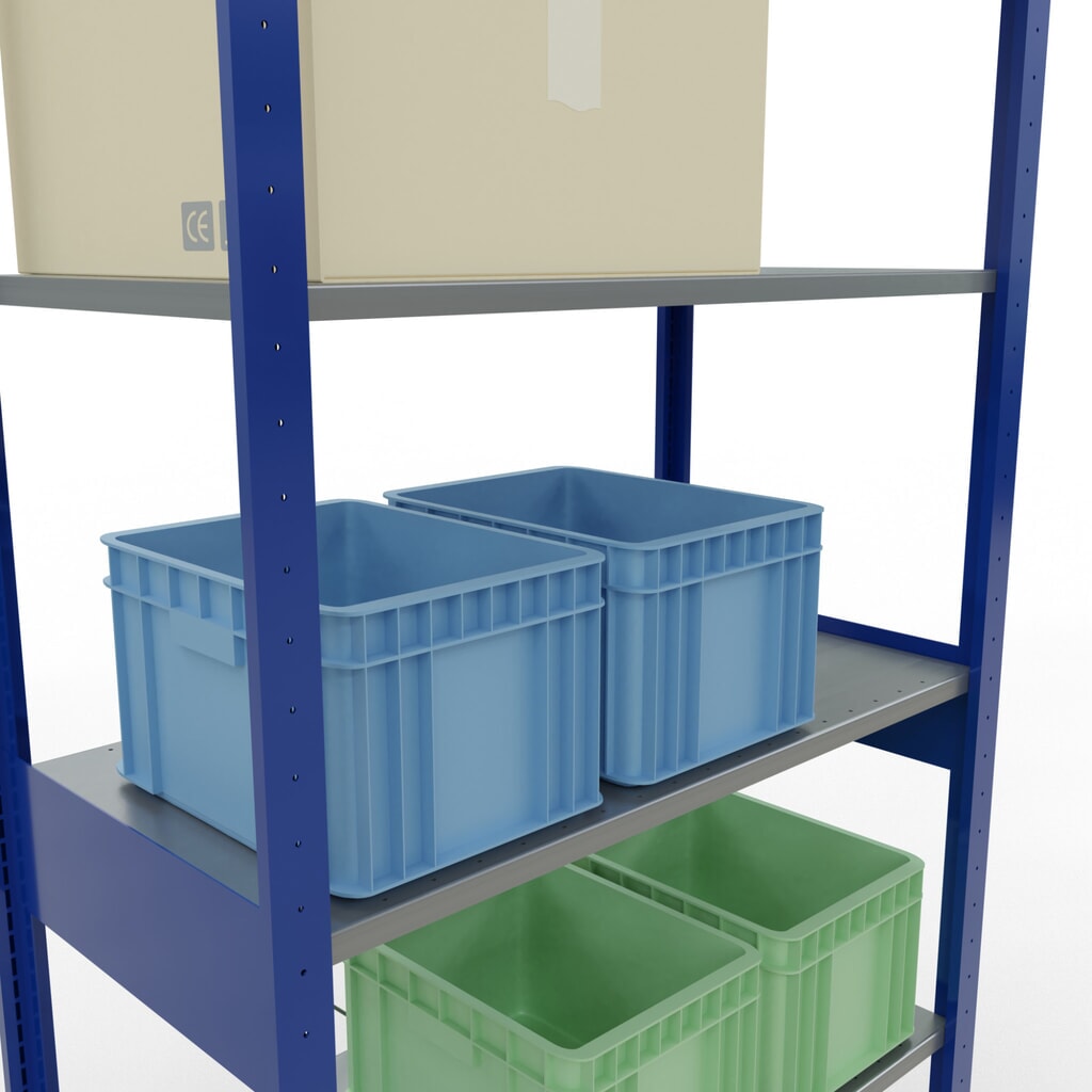 Scaffalatura a ripiani SCHULTE, blu genziana/zincato, portata per piano di 150 kg, AxLxP 2.500 x 1.060 x 536 mm Immagine del prodotto n. 3: Scaffalatura a ripiani SCHULTE, blu genziana/zincato, portata per piano di 150 kg, AxLxP 2.500 x 1.060 x 536 mm
