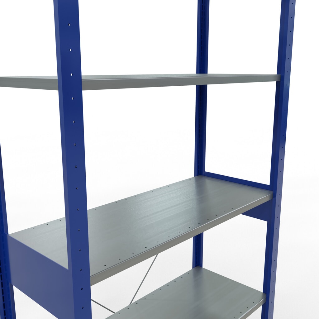 Scaffalatura a ripiani SCHULTE, blu genziana/zincato, portata per piano di 150 kg, AxLxP 2.500 x 1.060 x 436 mm Immagine del prodotto n. 2: Scaffalatura a ripiani SCHULTE, blu genziana/zincato, portata per piano di 150 kg, AxLxP 2.500 x 1.060 x 436 mm