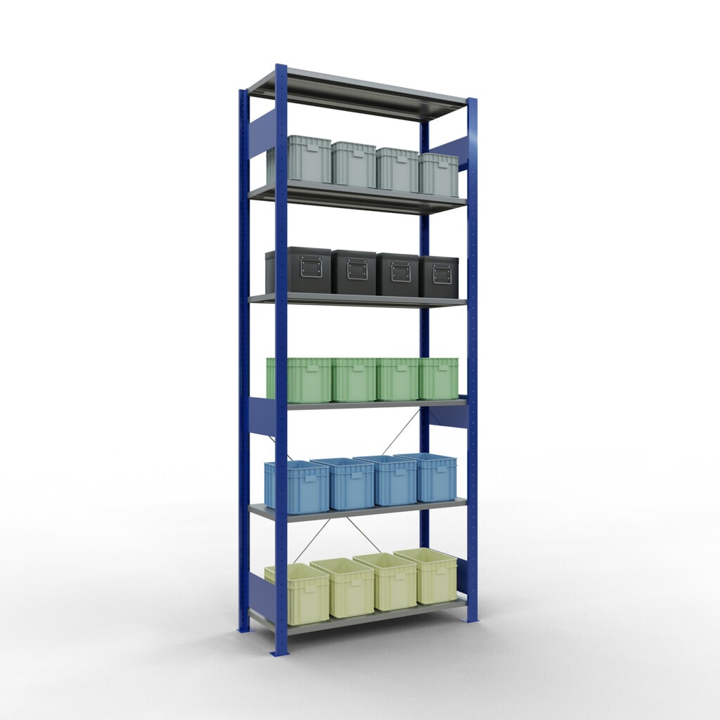 Immagine del prodotto n. 4: Scaffalatura a ripiani SCHULTE, blu genziana/zincato, portata per piano di 150 kg, AxLxP 2.500 x 1.060 x 436 mm