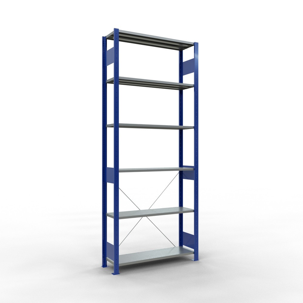 Immagine del prodotto n. 1: Scaffalatura a ripiani SCHULTE, blu genziana/zincato, portata per piano di 150 kg, AxLxP 2.500 x 1.060 x 336 mm