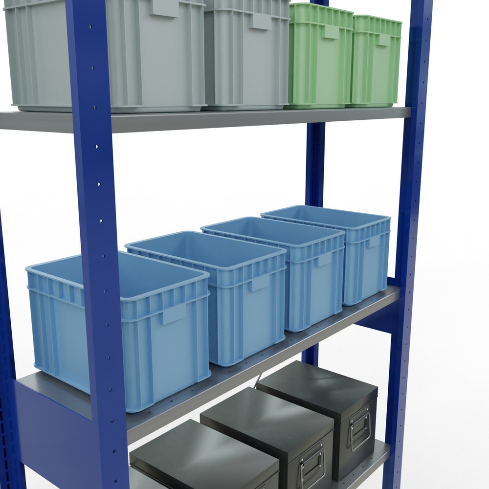 Immagine del prodotto n. 3: Scaffalatura a ripiani SCHULTE, blu genziana/zincato, portata per piano di 150 kg, AxLxP 2.500 x 1.060 x 336 mm